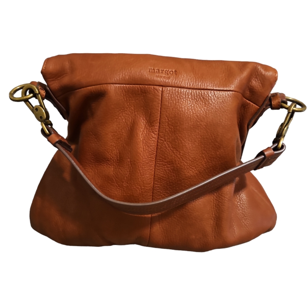 Margot Brown Leather Purse. Hobo, Boho. Fold Over. Shoulder Bag Purse - Picture 2 of 15